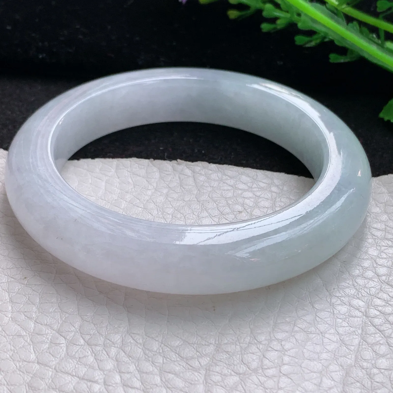 z自然光56.5*11.8*10.2平安镯 缅甸翡翠a货玉手镯白月光宽边玉手环