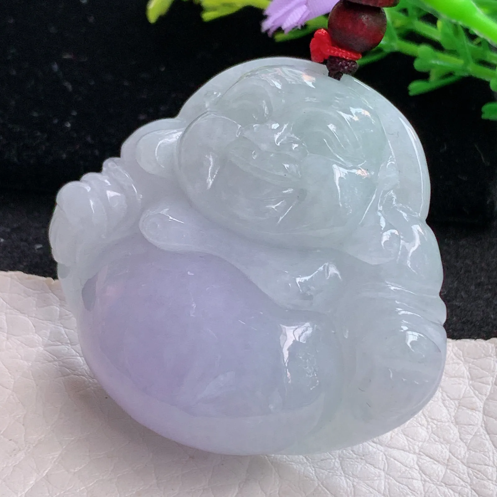 zen自然光43.5*48.5*13.5天然缅甸翡翠饱满紫罗兰大佛公玉吊坠 毛衣坠