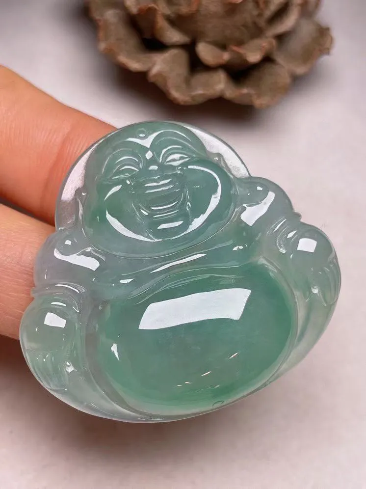 冰种晴绿【佛公】吊坠，种水好，玉质细腻 ，卖相好.