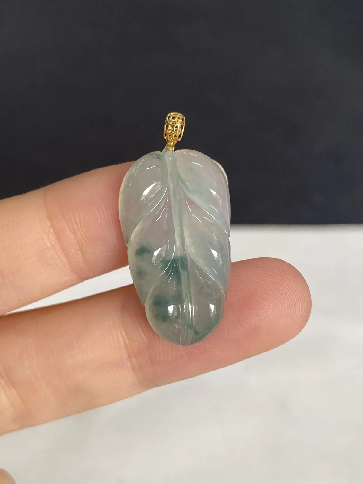 翡翠叶子，印记：G18K