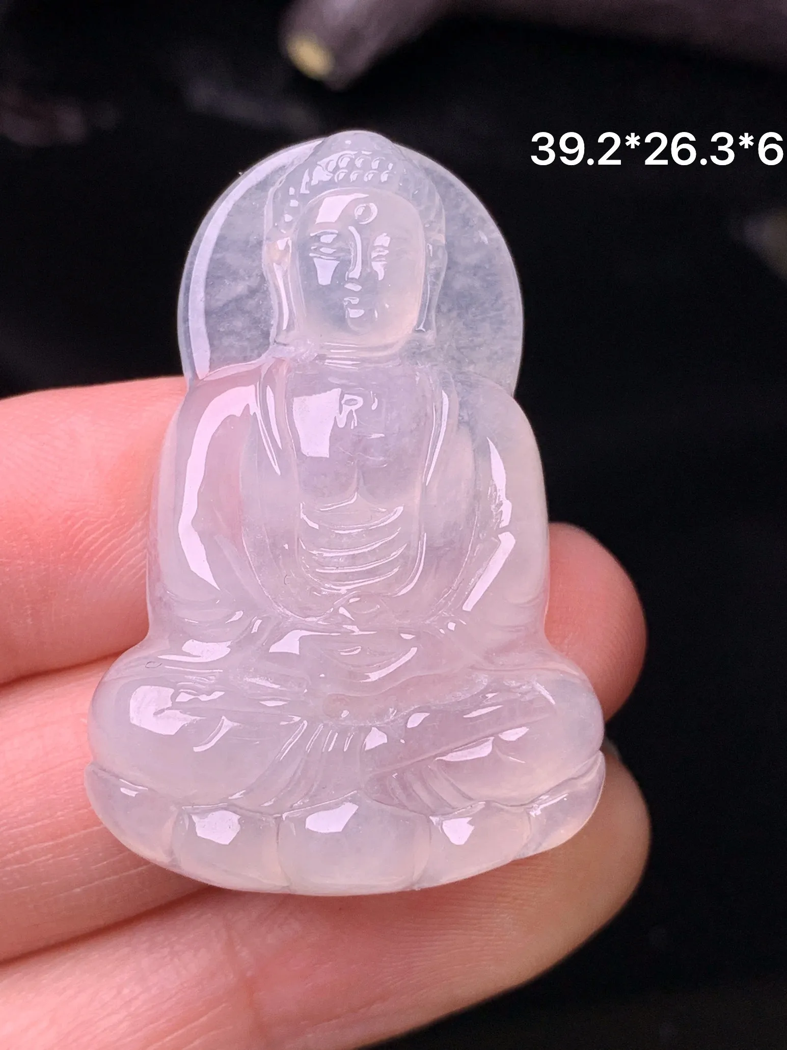 冰种观音吊坠 玉质细腻 色泽清新艳丽 整体尺寸39.2*26.3*6