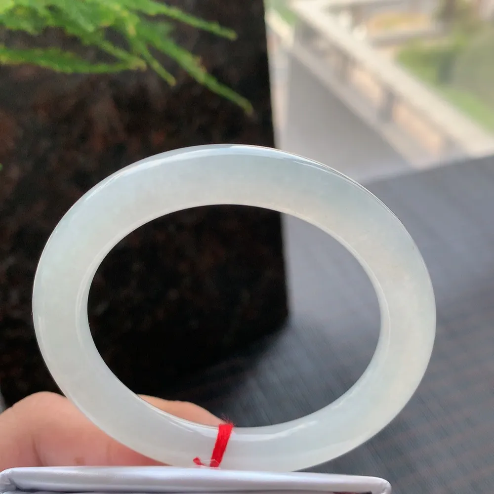 圆条高冰种白月光 无瑕 尺寸:53.4/8.7/9.2 种水好