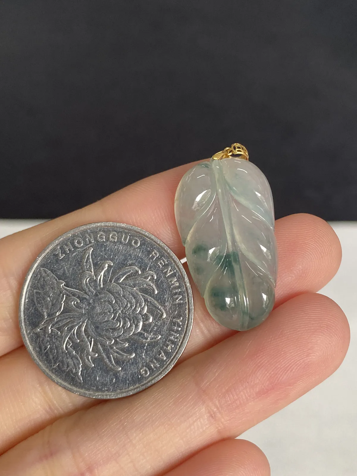 翡翠叶子，印记：G18K