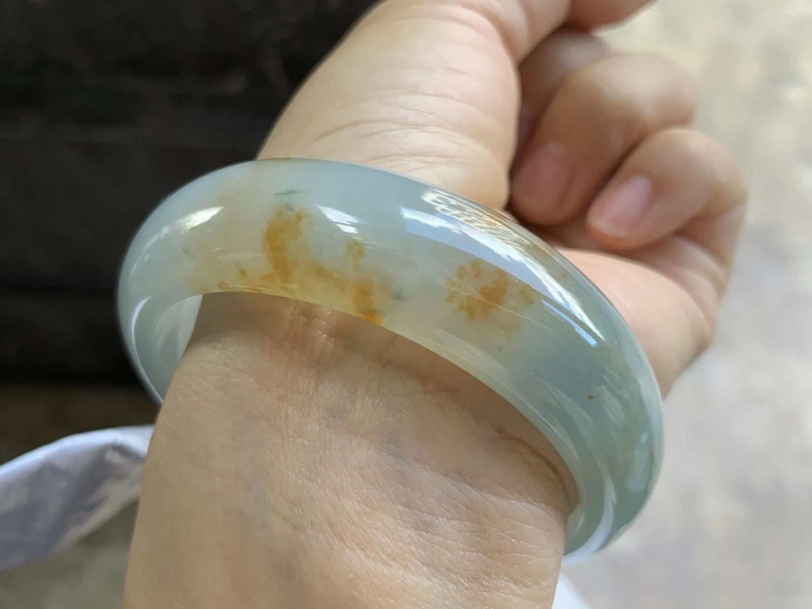 57.5-18-8mm
冰种黄翡宽版手镯 种好水润 特色镯