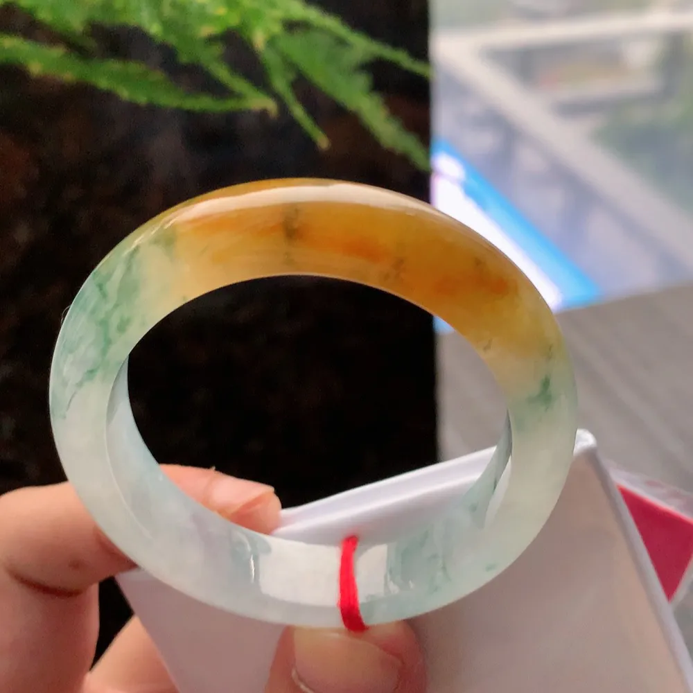 贵妃高冰黄加绿 无瑕 尺寸:54.1/47.4 种色兼备