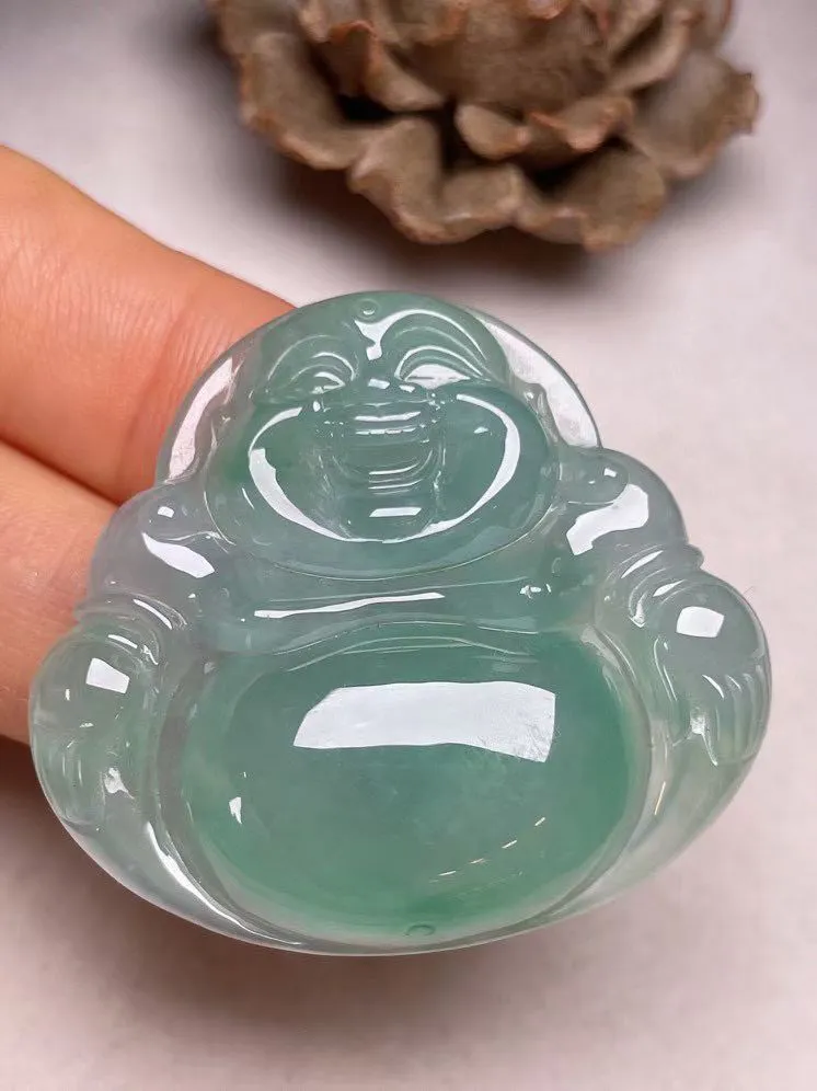 冰种晴绿【佛公】吊坠，种水好，玉质细腻 ，卖相好.
