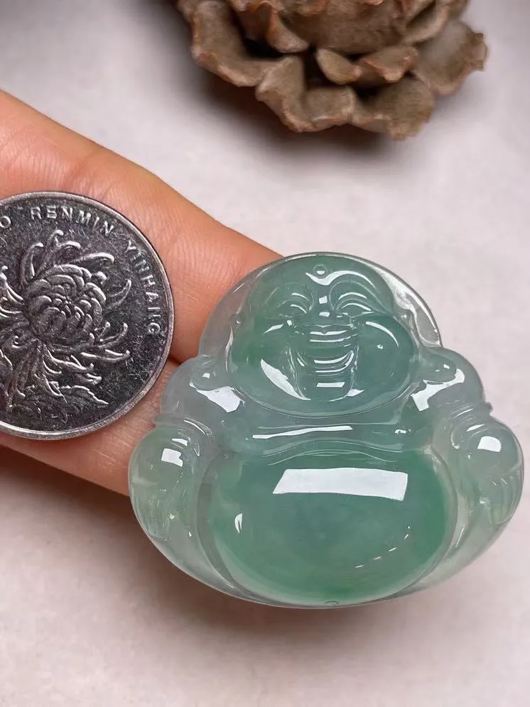 冰种晴绿【佛公】吊坠，种水好，玉质细腻 ，卖相好.