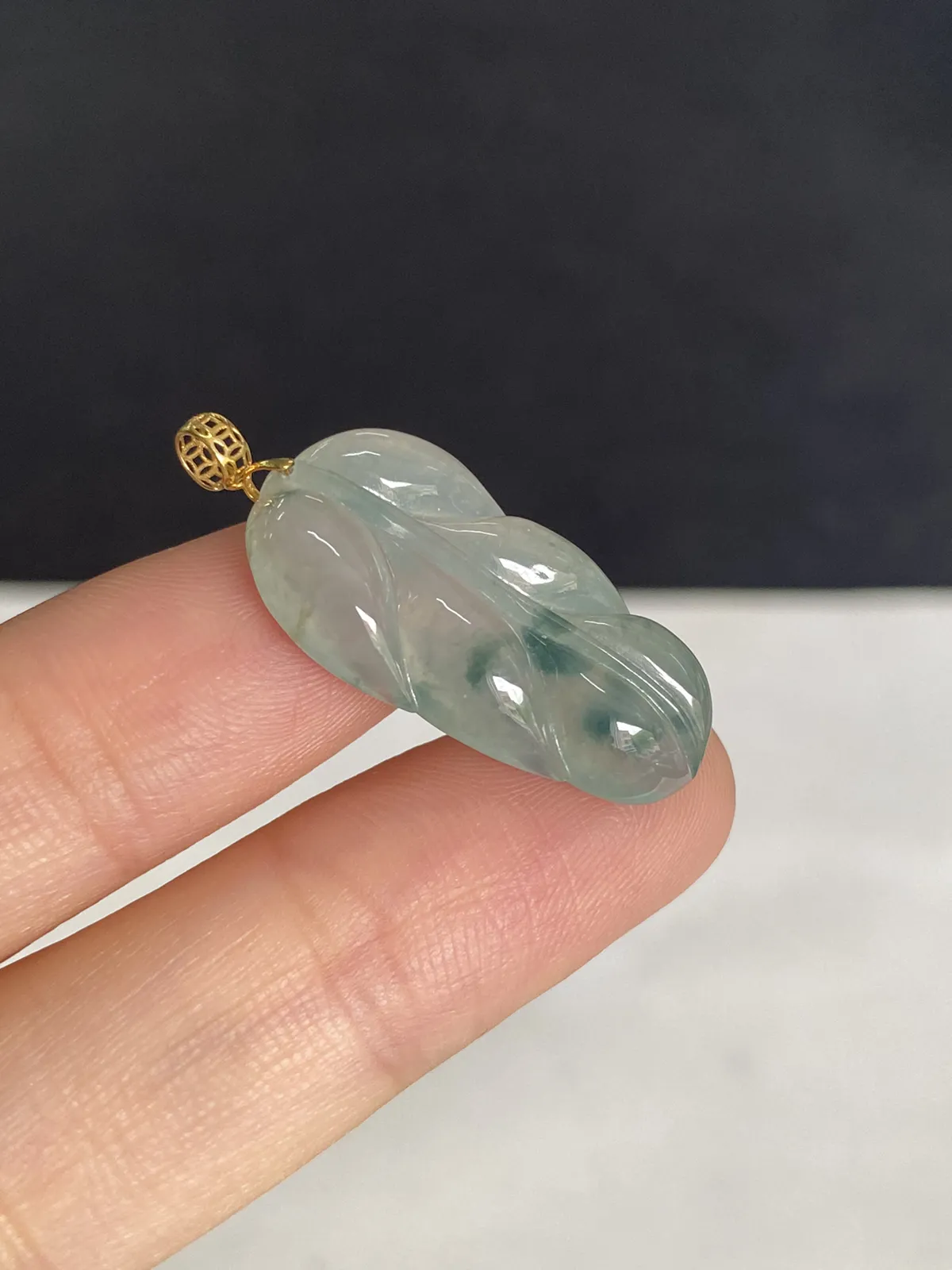 翡翠叶子，印记：G18K