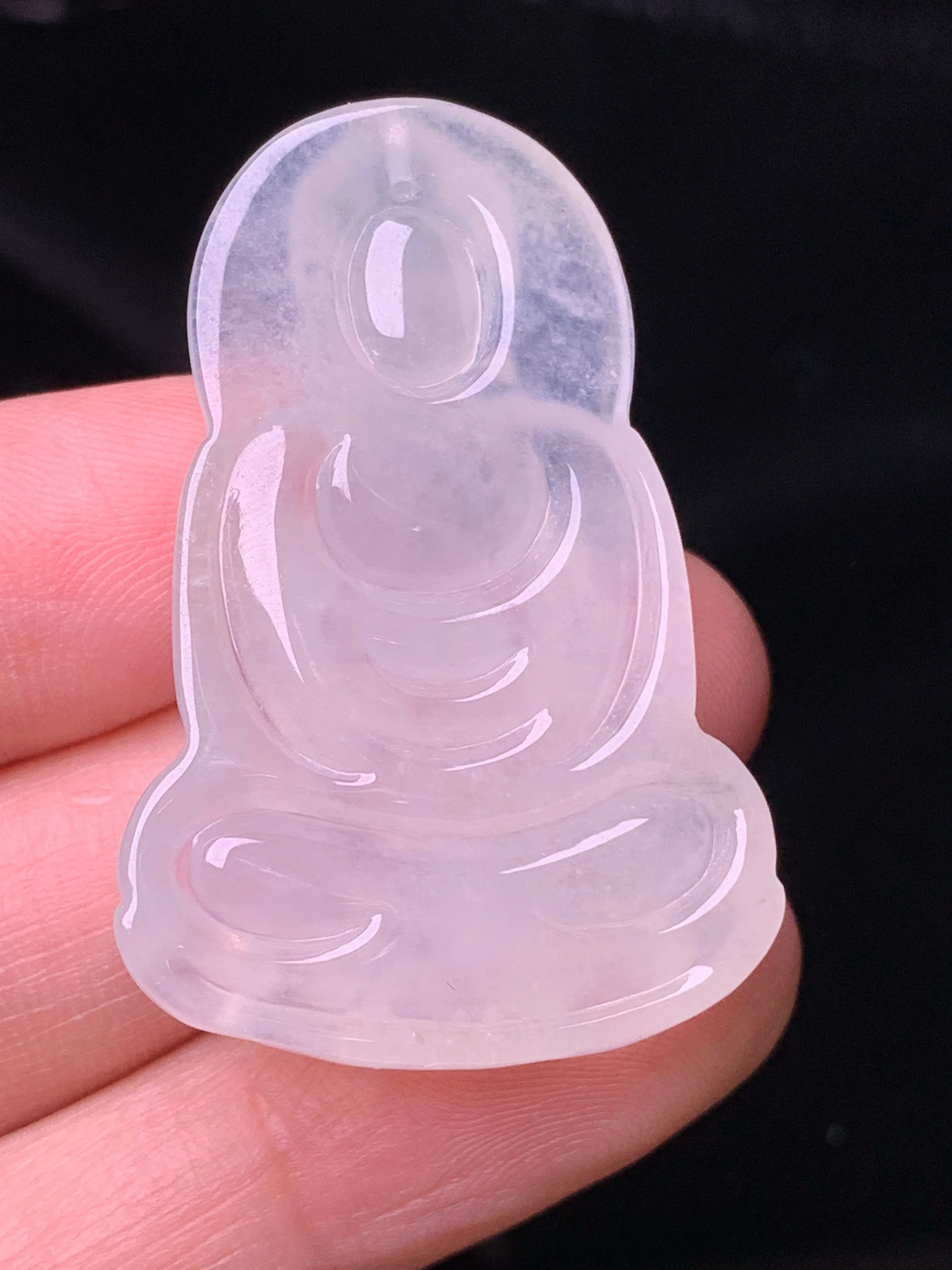 冰种观音吊坠 玉质细腻 色泽清新艳丽 整体尺寸39.2*26.3*6