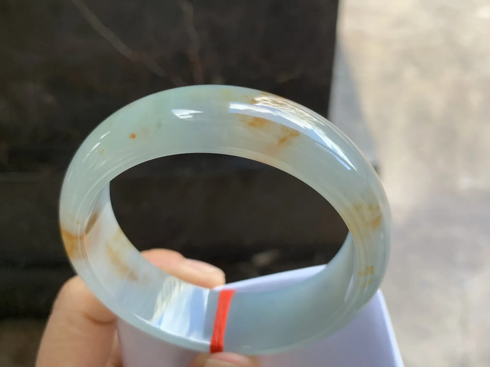 57.5-18-8mm
冰种黄翡宽版手镯 种好水润 特色镯