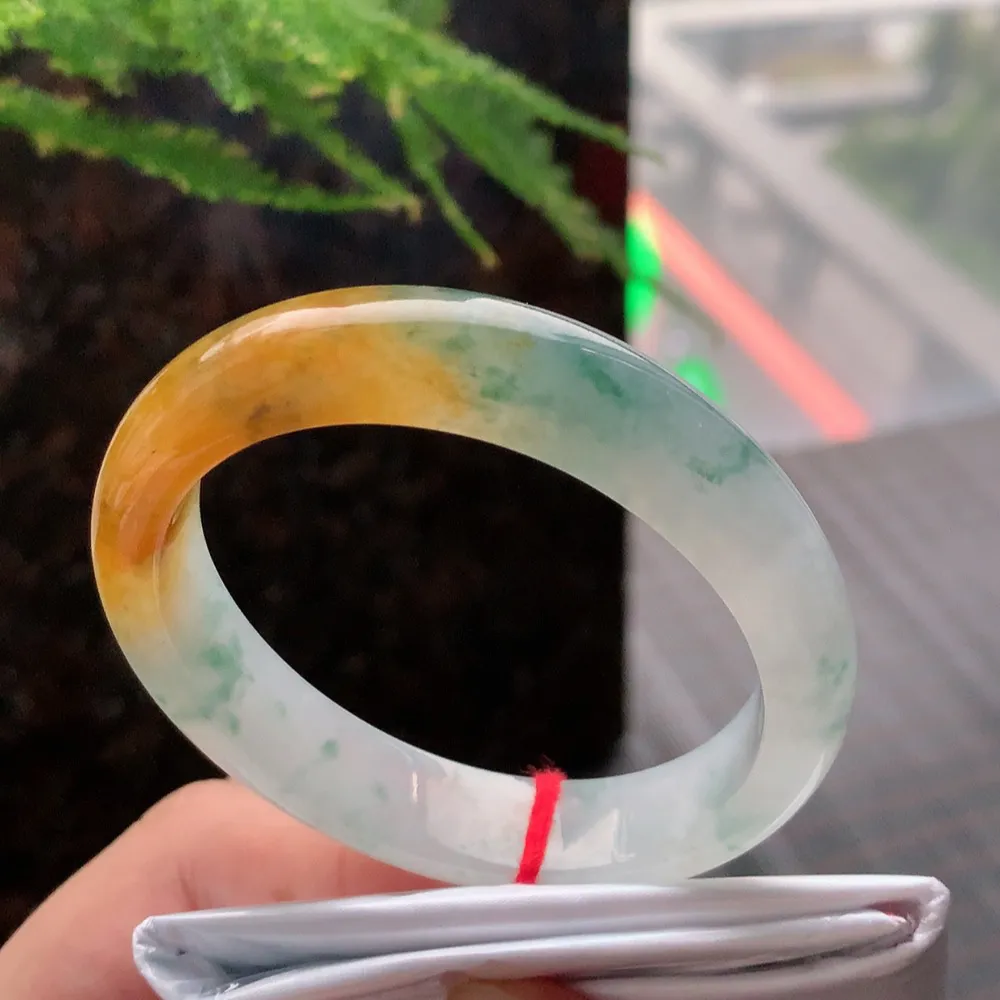 贵妃高冰黄加绿 无瑕 尺寸:54.1/47.4 种色兼备