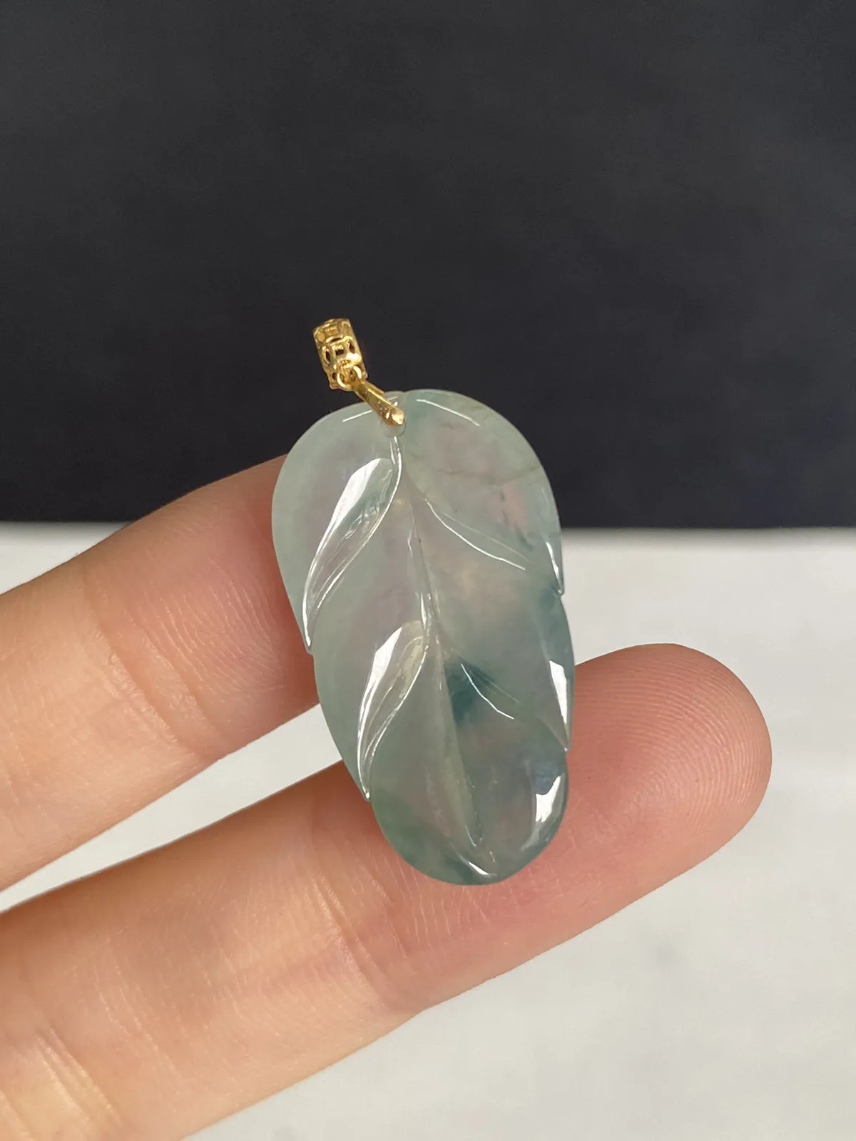 翡翠叶子，印记：G18K