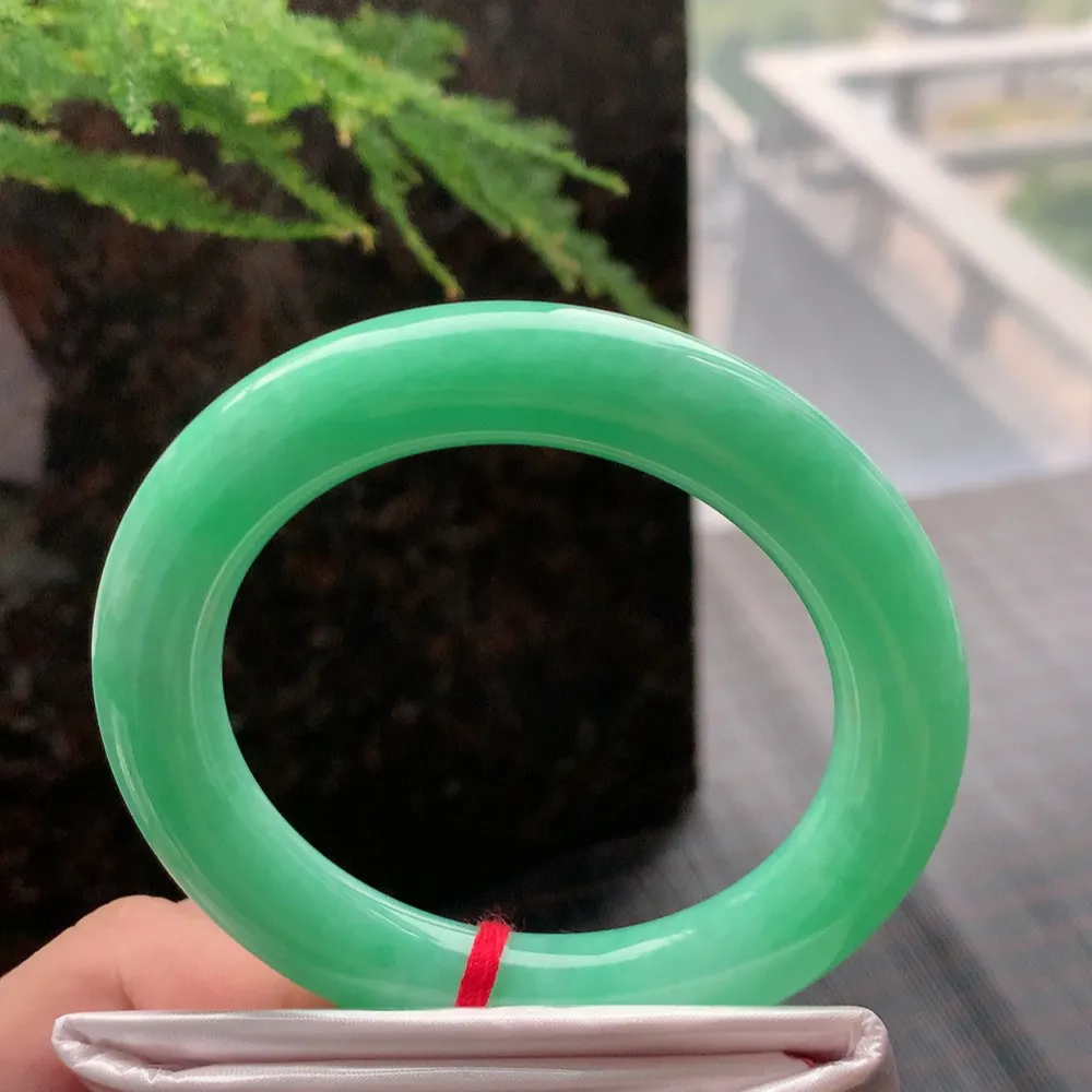 圆条满绿 无瑕 尺寸:55.1/11.2 满色