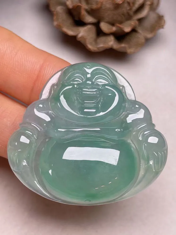冰种晴绿【佛公】吊坠，种水好，玉质细腻 ，卖相好.