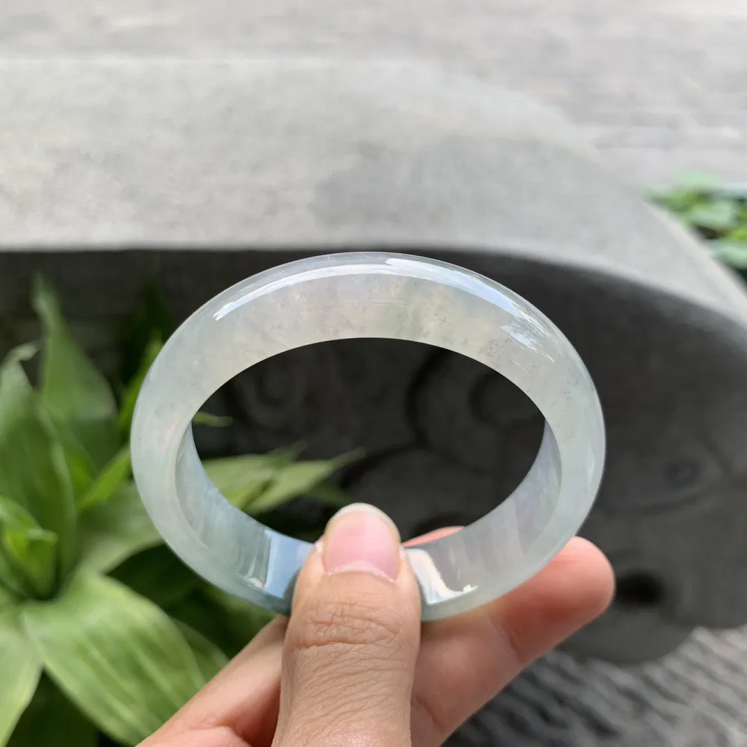 小圈口53.8-13.8-7.4 【冰种飘花正圈手镯】正圈53 54可戴