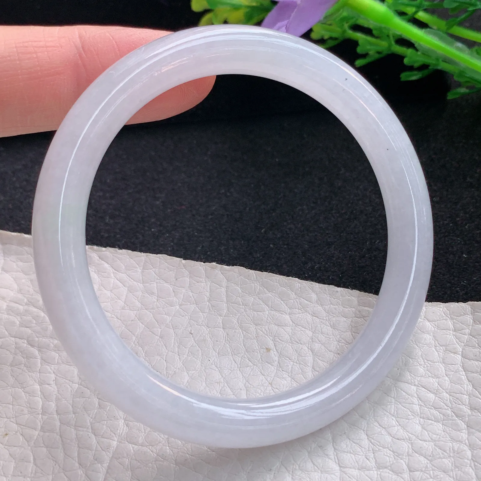 n小圈口53*7.7美人镯 缅甸翡翠a货玉手镯白月光圆条玉手环 叮当镯