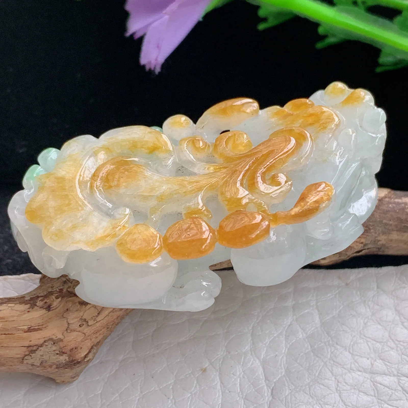 ws实拍50.8*23.6*15缅甸翡翠精雕三彩招财貔貅 玉皮休玉吊坠 玉挂件