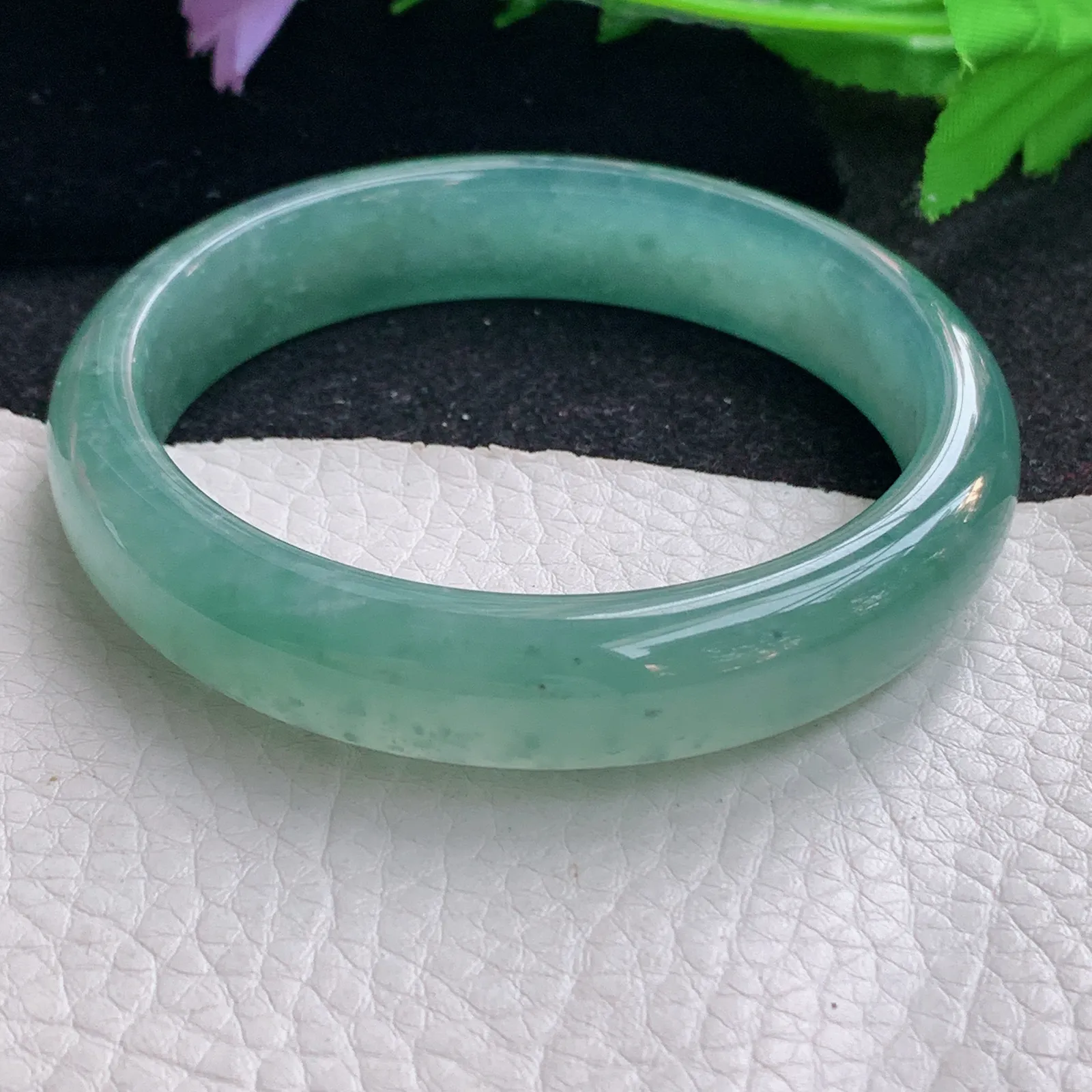 yh大圈口60*13*7.7平安镯 缅甸翡翠a货玉手镯冰蓝宽边玉手环