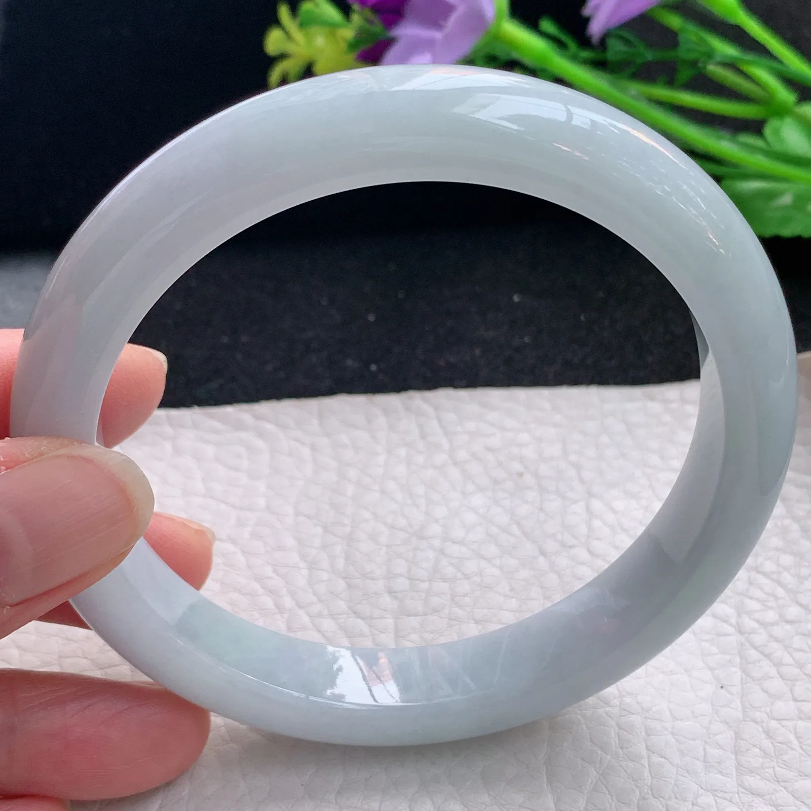 js大圈口66*12.2*9.2平安镯 缅甸翡翠a货玉手镯纯美宽边玉手环