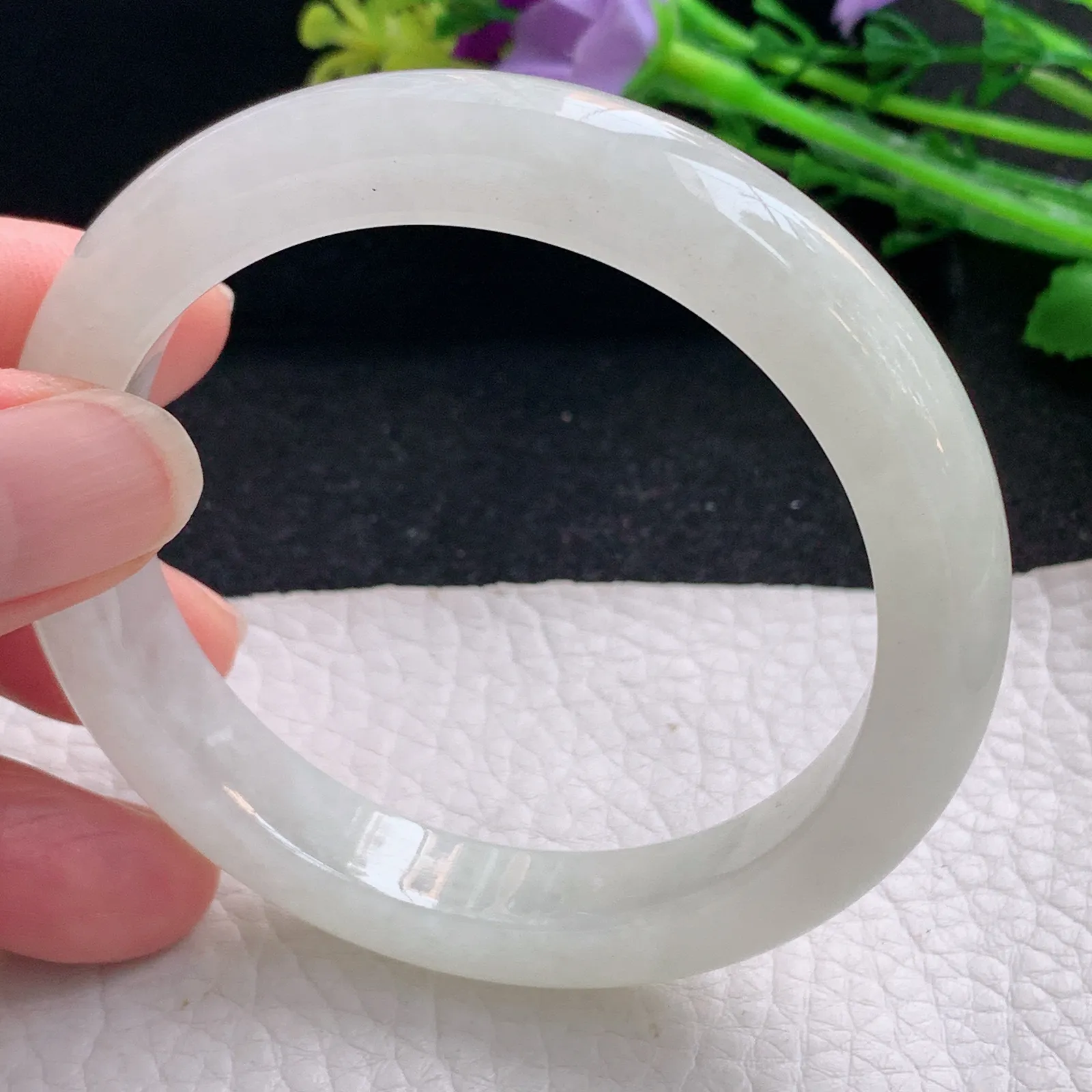 xx自然光56*10.6*8.3平安镯 缅甸翡翠a货玉手镯秀气纯美宽边玉手环