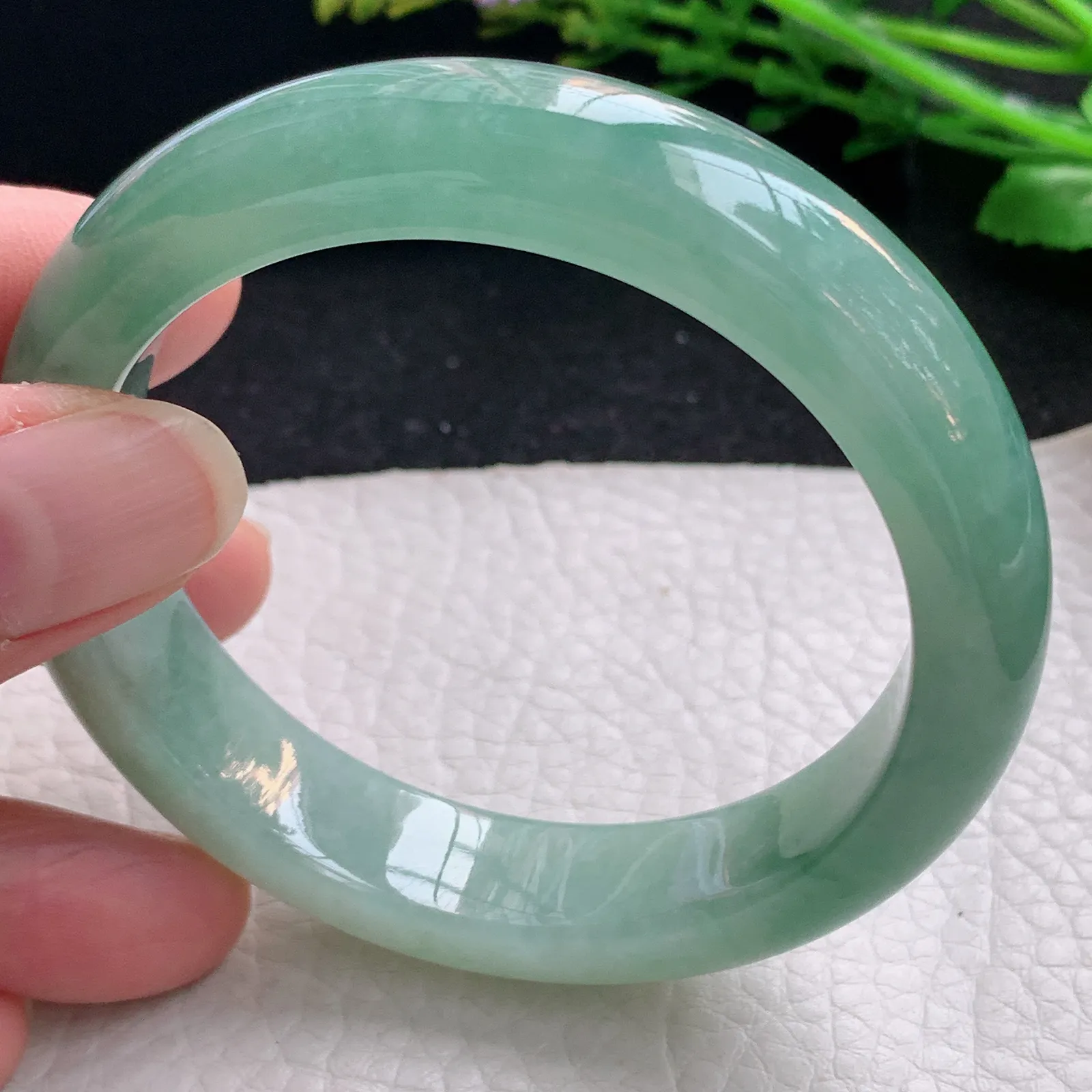 js自然光56*13.5*8.3平安镯 缅甸翡翠a货玉手镯冰润韵味宽边玉手环