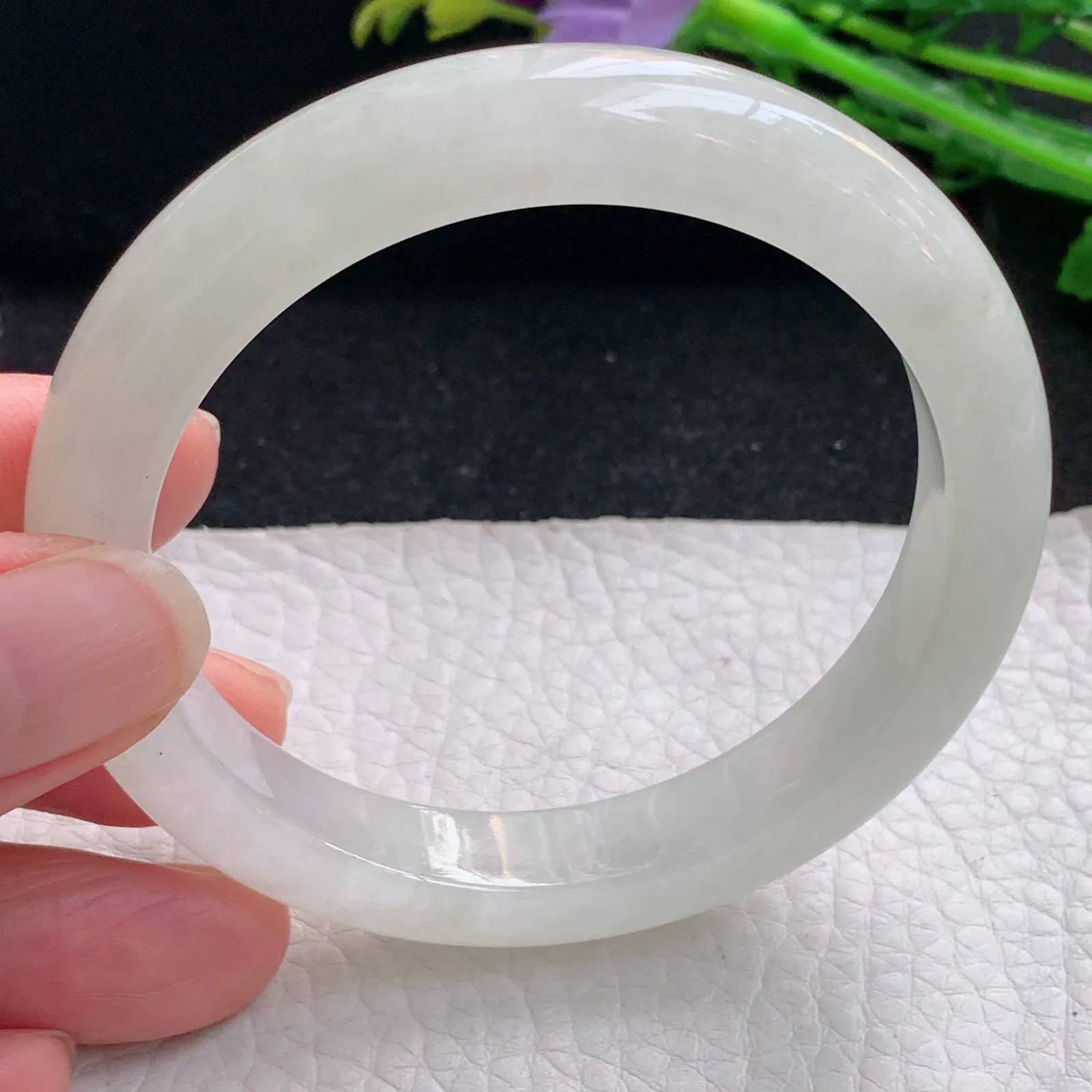 xx自然光56*10.6*8.3平安镯 缅甸翡翠a货玉手镯秀气纯美宽边玉手环