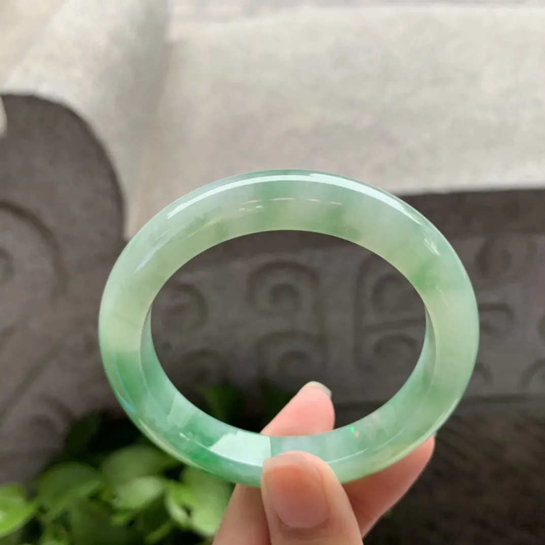 小圈口53-10.7-8.6 【芙蓉绿正圈手镯】正圈53 54可戴