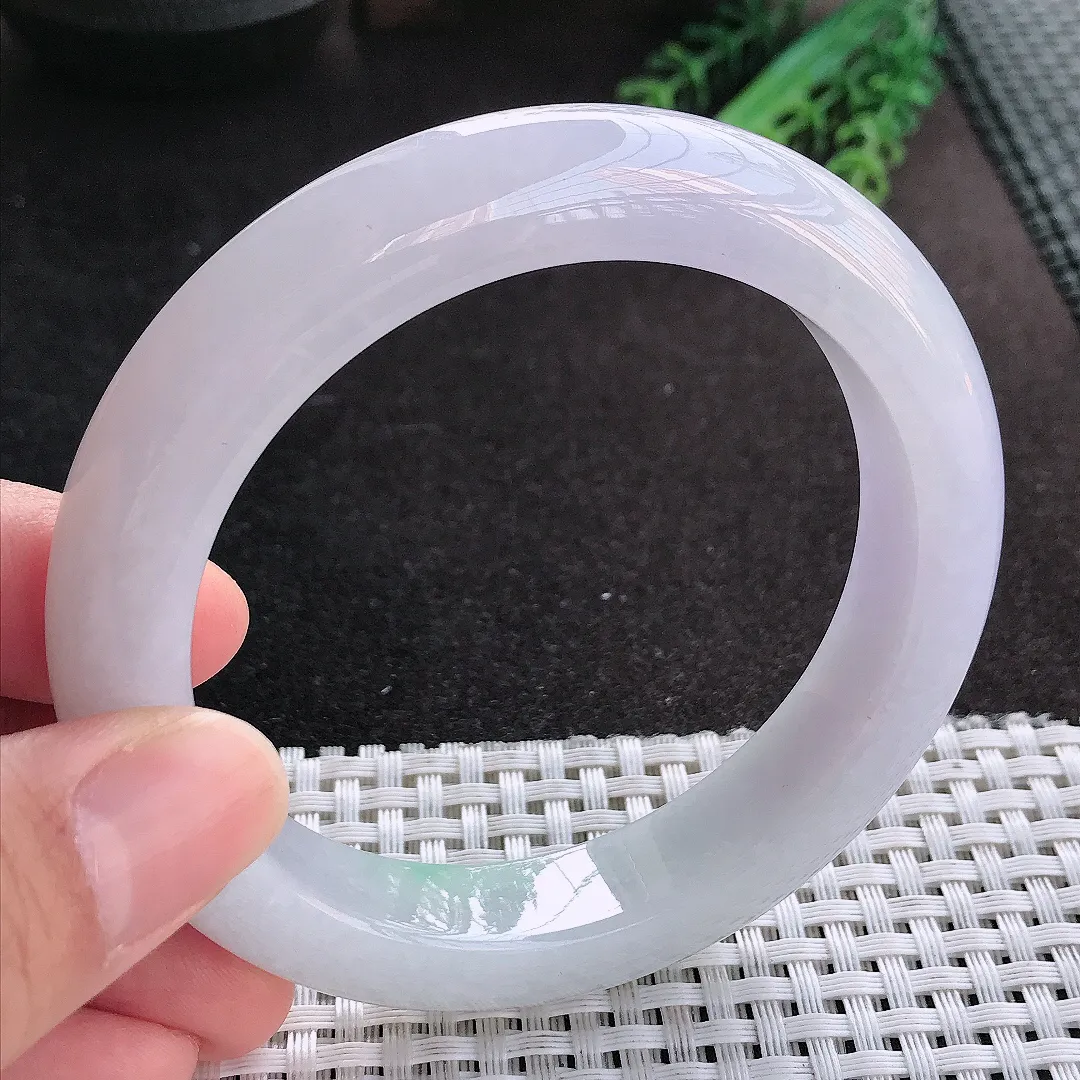 天然A货翡翠59.5/13/10老坑秀气冰润紫罗兰手镯宽边玉镯