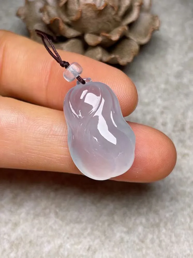 冰种【百财聚来】吊坠，种水好，玉质细腻 ，卖相好