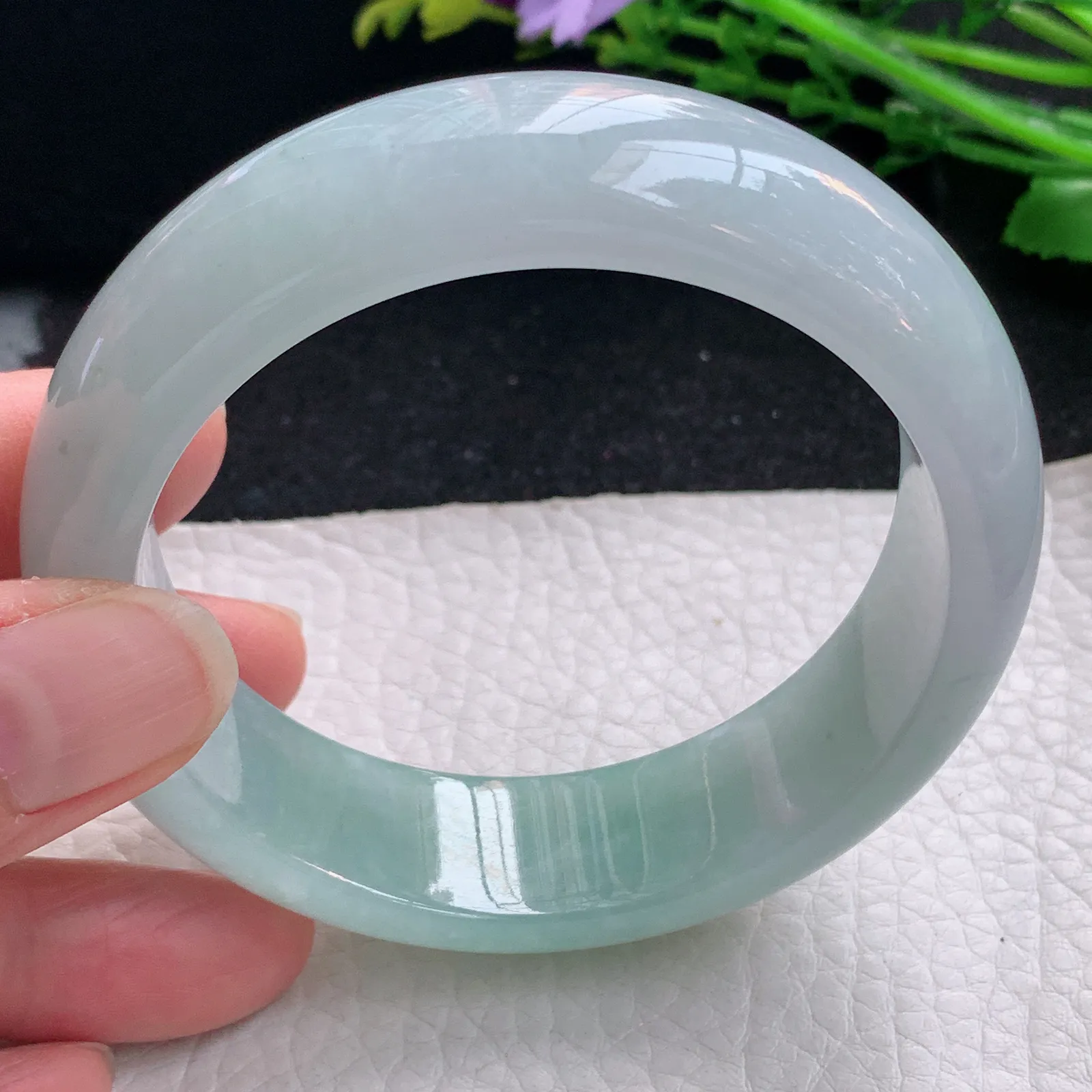 nr自然光58.5*17.5*8.5轮胎镯 缅甸翡翠a货玉手镯半山水厚装玉手环