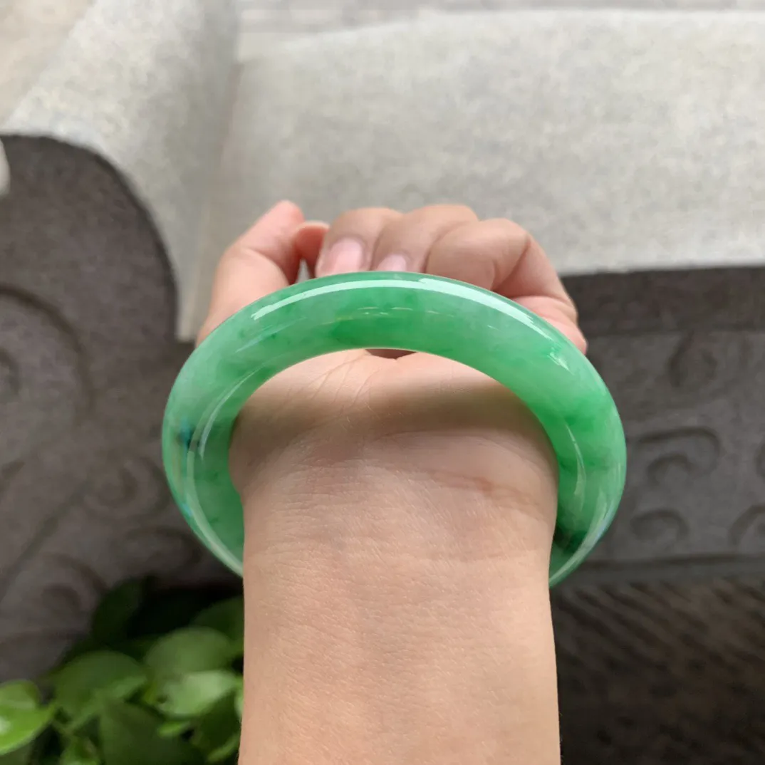 圈口 56.5-11.3【满阳绿圆条手镯】圆条56 57可戴