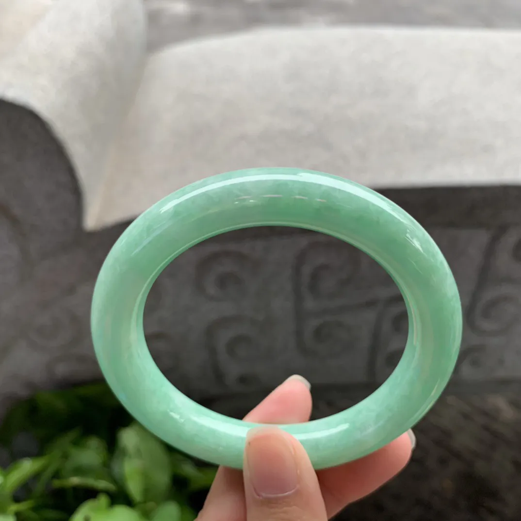 圈口57.1-11.6 【满绿圆条手镯】圆条57 58可戴