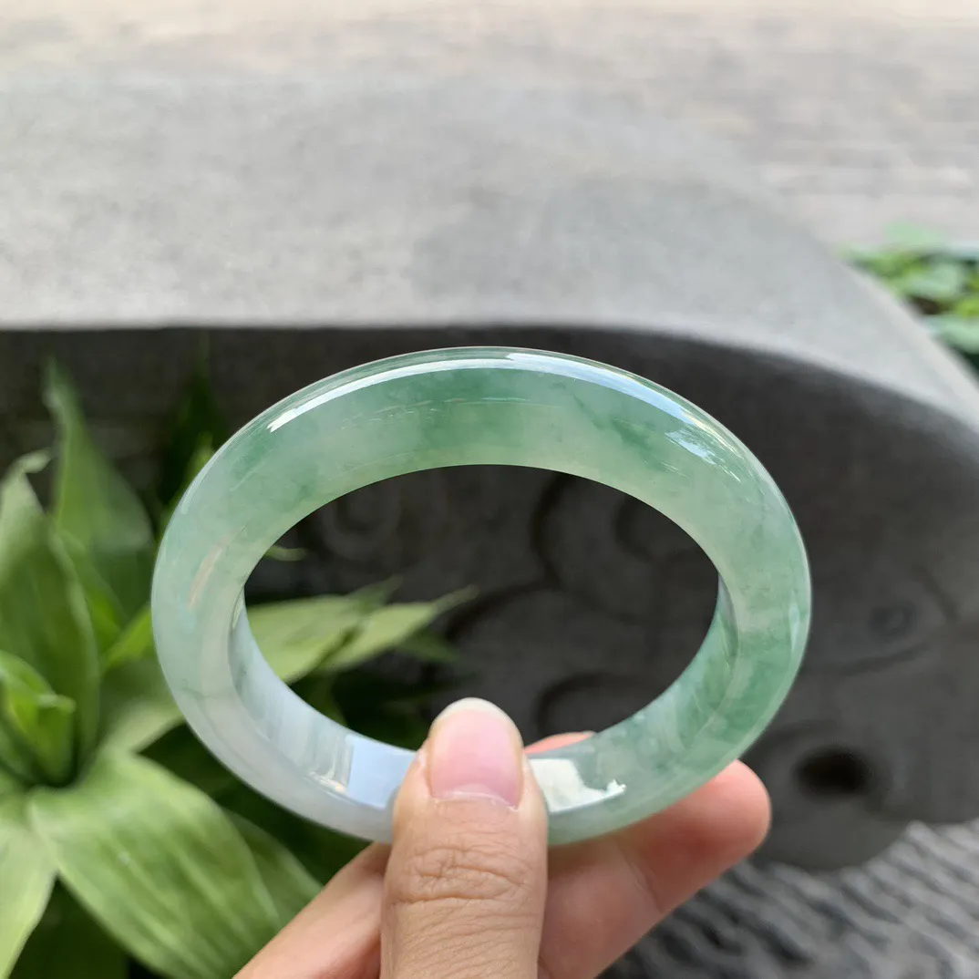 大圈口58.4-12.3-9.5 【冰芙蓉绿正圈手镯】正圈58 59可戴