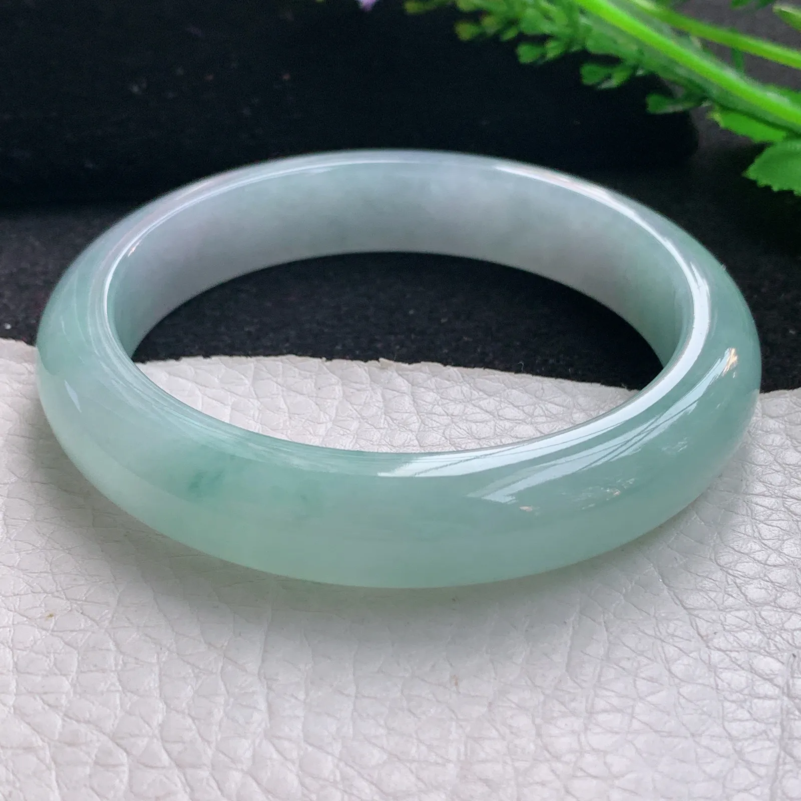 xo自然光58.5*12.5*8.5平安镯 缅甸翡翠a货玉手镯清新宽边玉手环