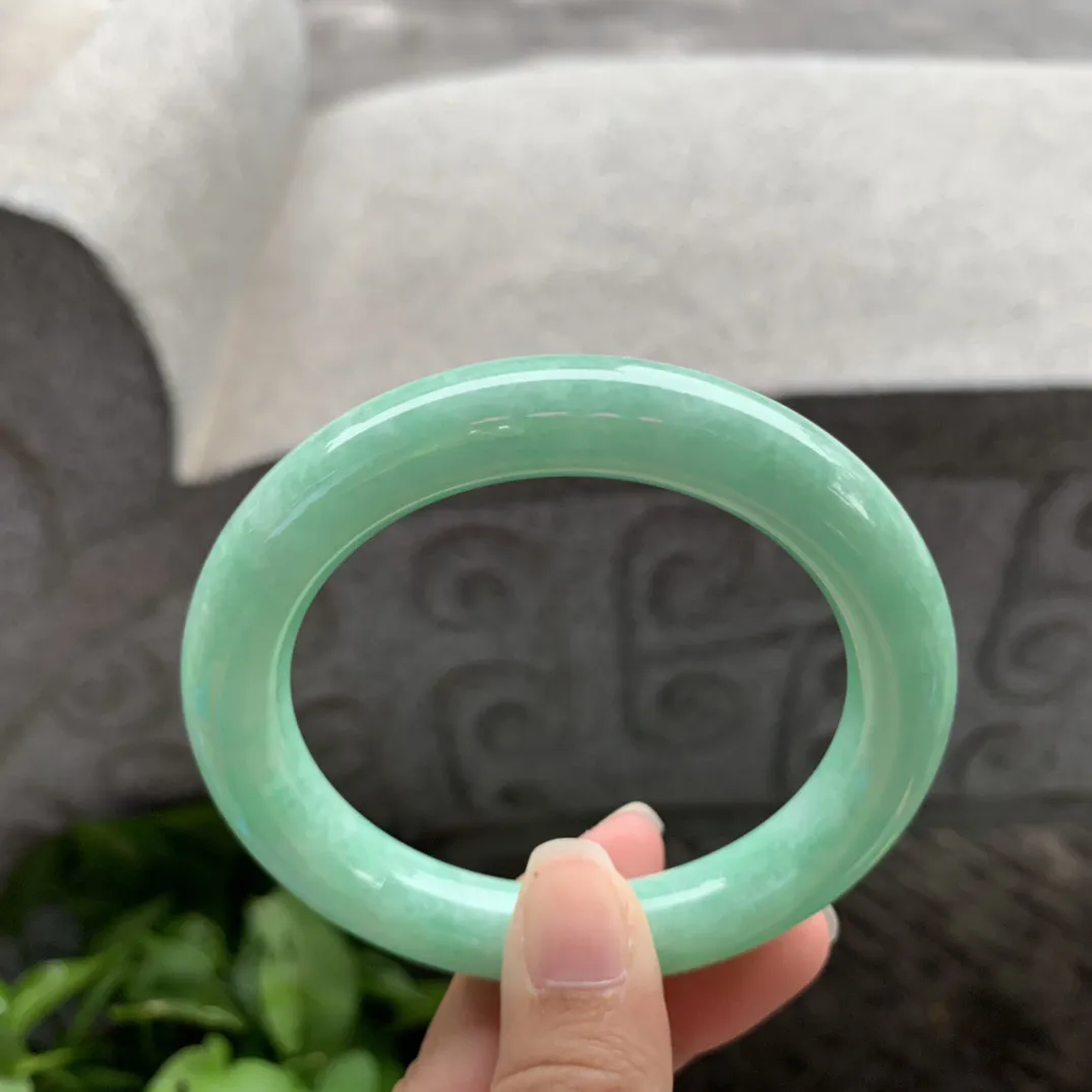 圈口57.1-11.6 【满绿圆条手镯】圆条57 58可戴