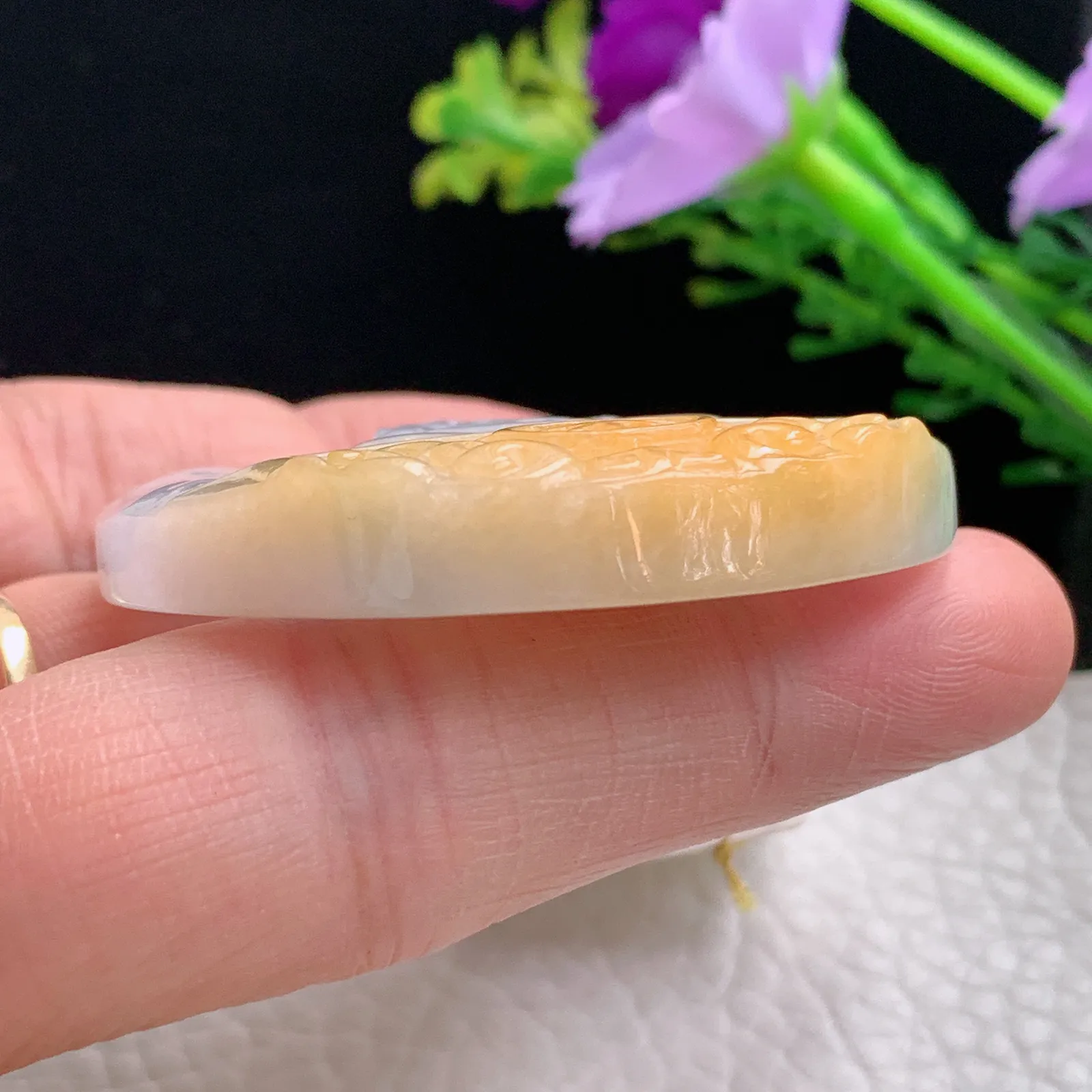 ws实拍47.6*47.3*8.6缅甸翡翠精雕双彩如来佛祖玉吊坠 玉挂件