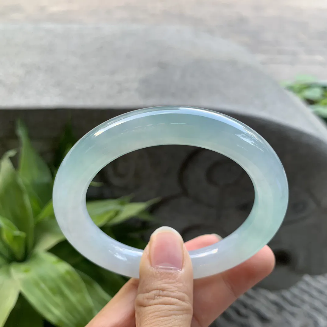 圈口56.3-10.7 【冰晴蓝圆条手镯】圆条56 57可戴