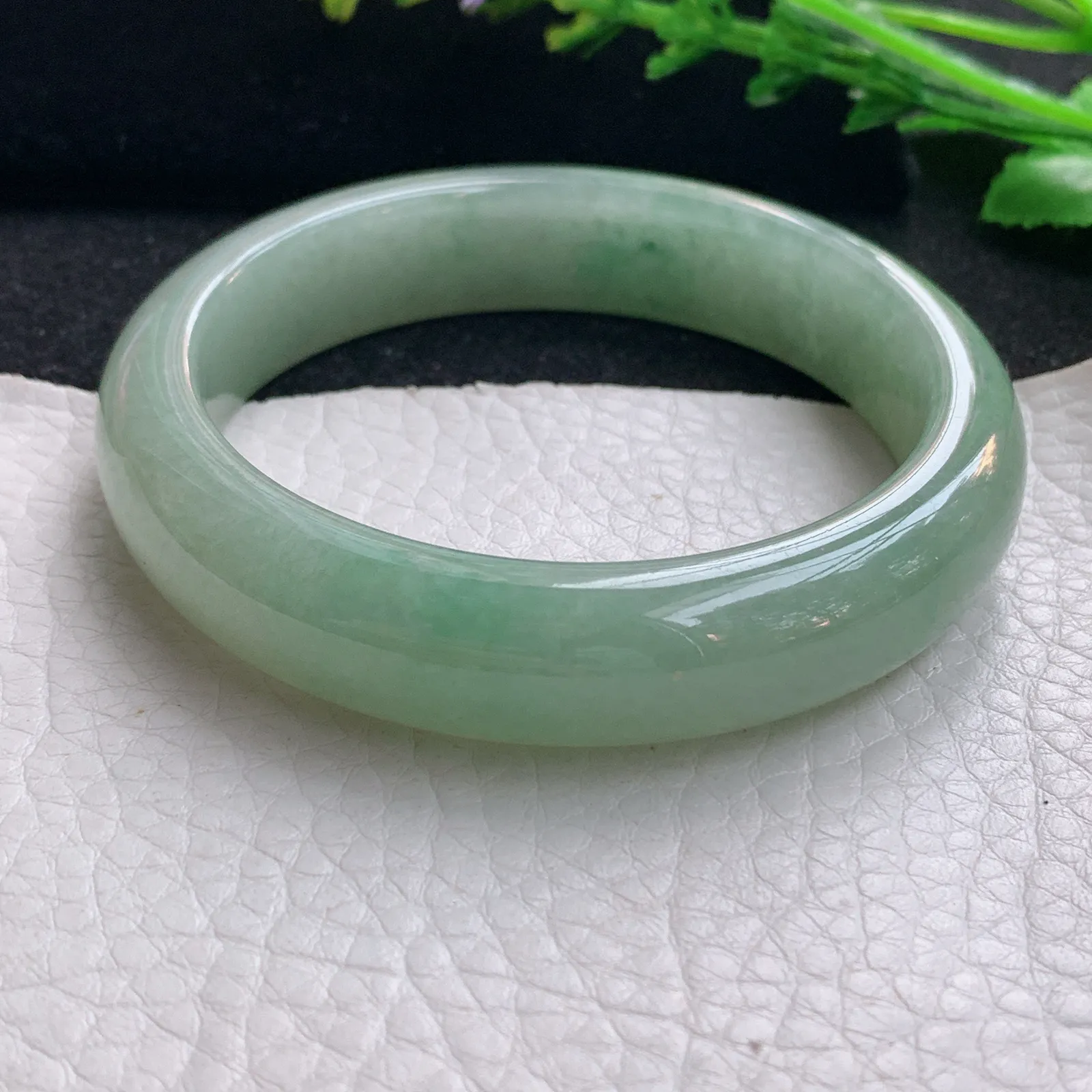 xx自然光58.5*13.8*8.2平安镯 缅甸翡翠a货玉手镯满绿宽边玉手环