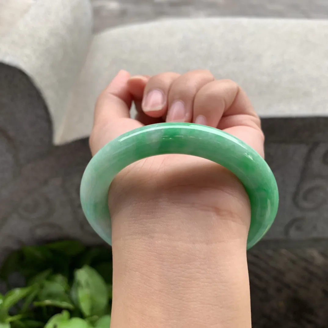 圈口54.4-10.2 【阳绿圆条手镯】圆条54 55可戴