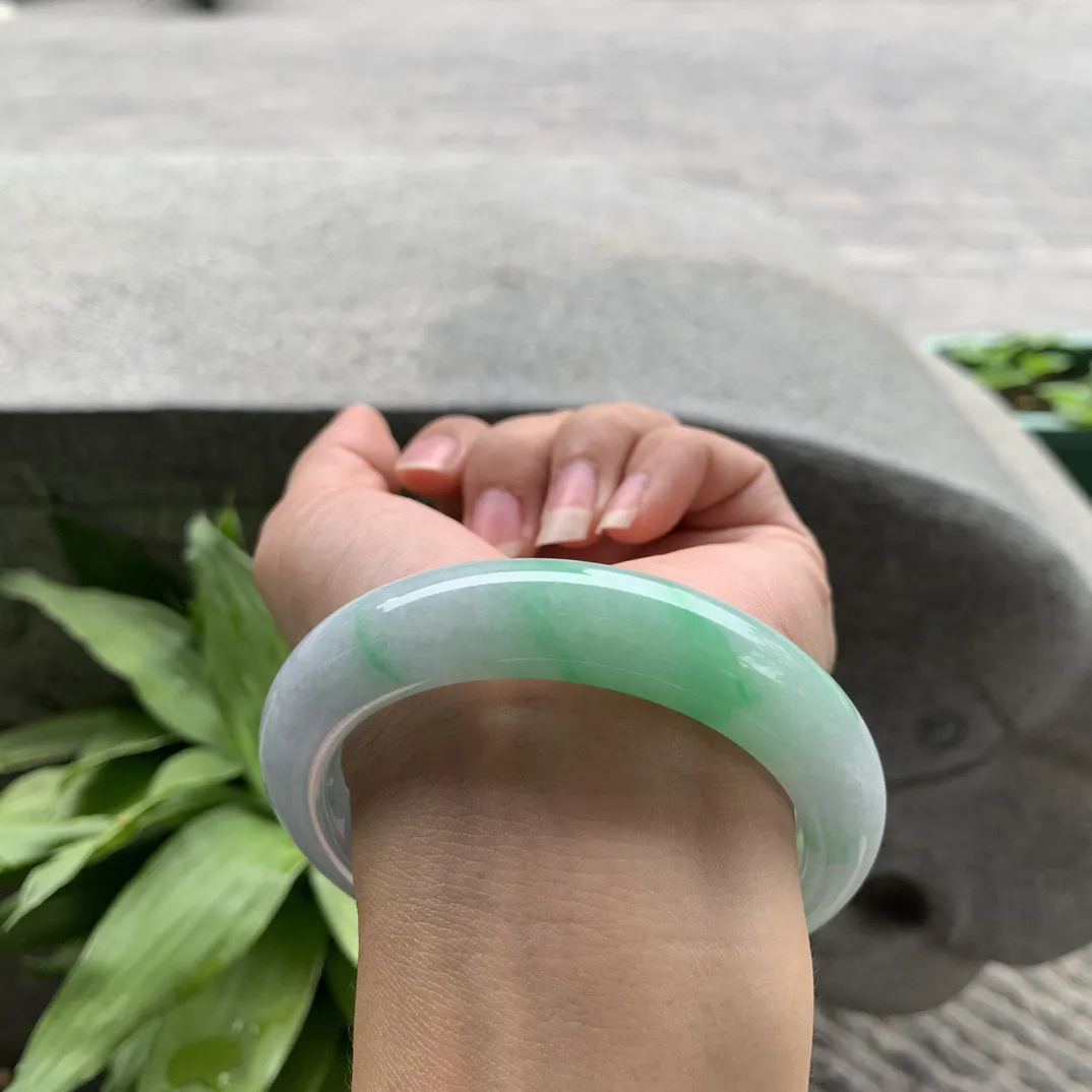 大圈口58-12.8-10.2 【飘阳绿正圈手镯】正圈58 59可戴