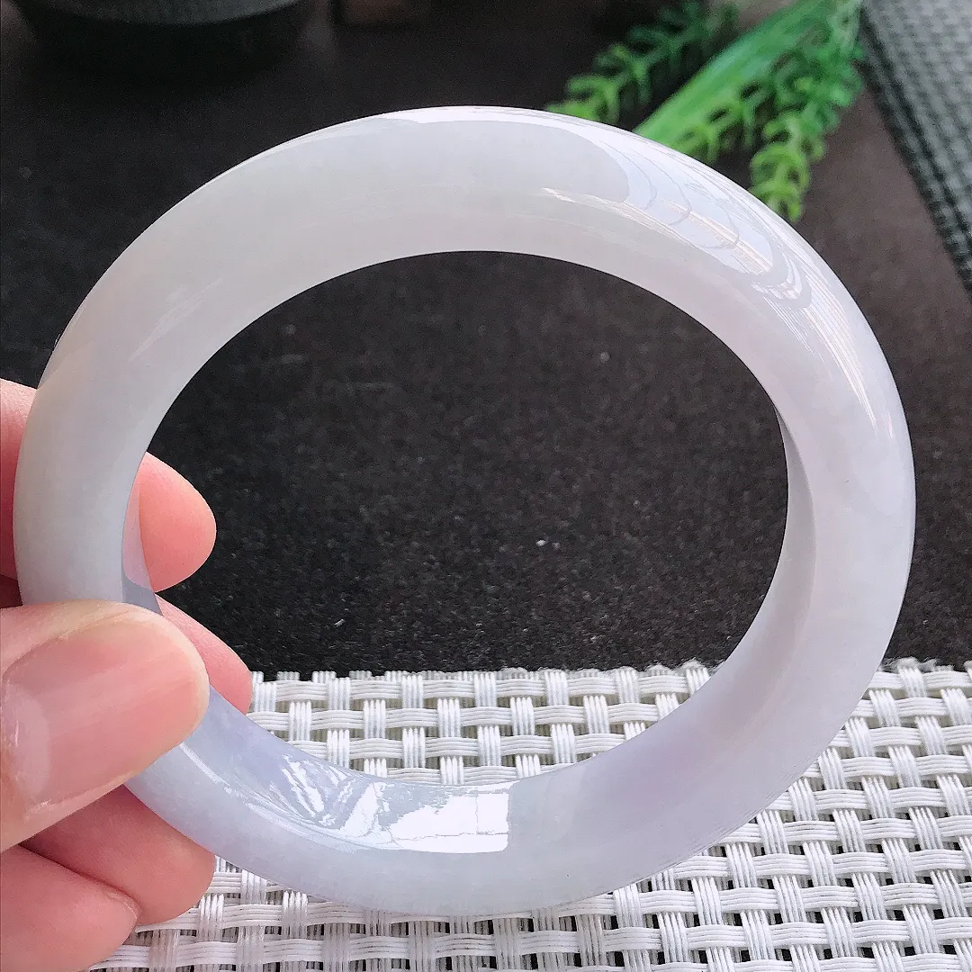 天然A货翡翠59.5/13/10老坑秀气冰润紫罗兰手镯宽边玉镯