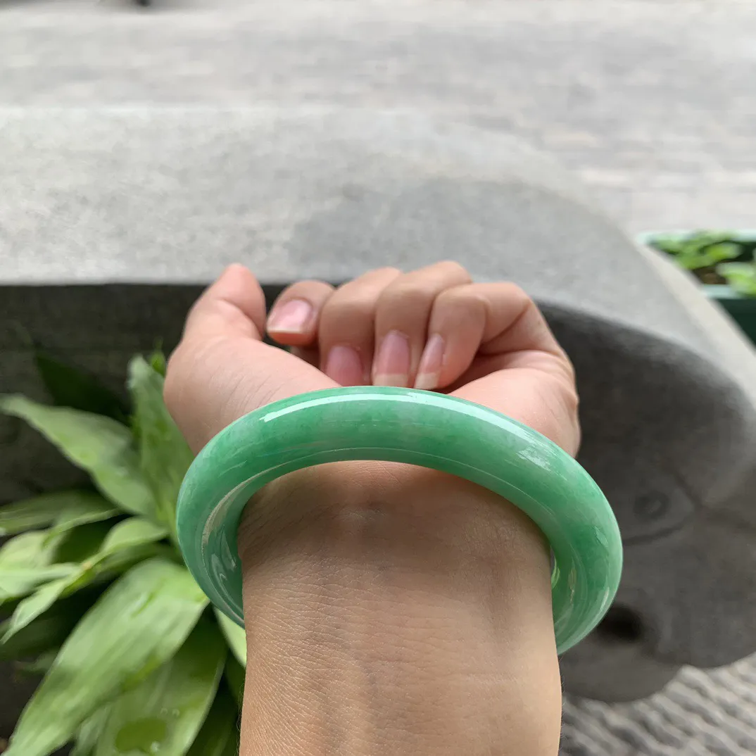圈口 57.5-11.3【满绿圆条手镯】圆条57 58可戴