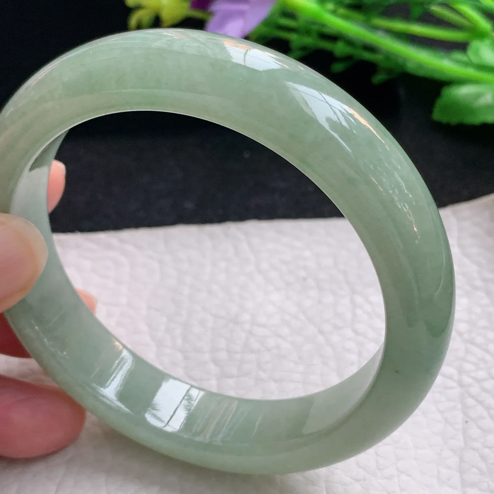 xx自然光58.5*13.8*8.2平安镯 缅甸翡翠a货玉手镯满绿宽边玉手环