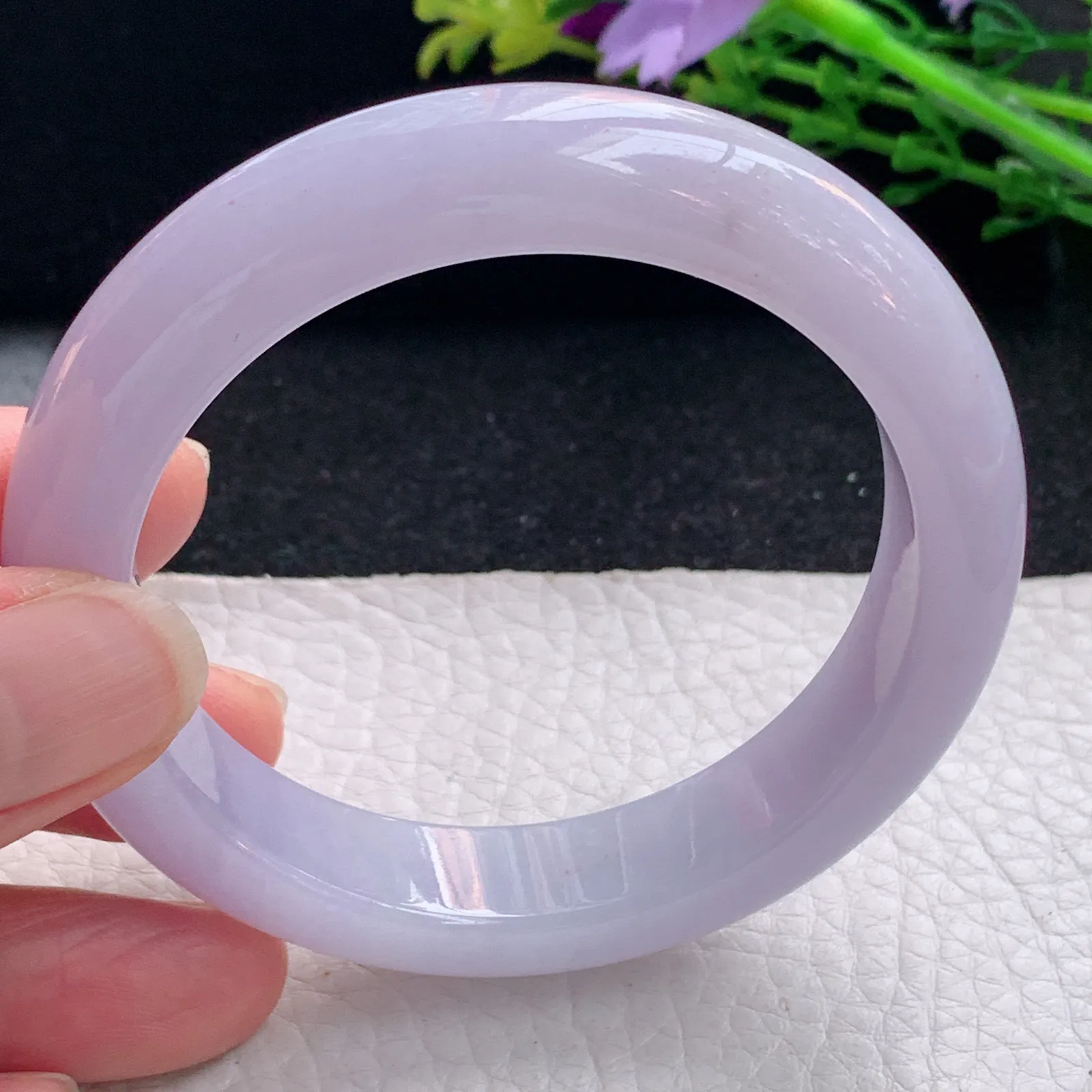 nr自然光55*12.5*9平安镯 缅甸翡翠a货玉手镯紫罗兰宽边玉手环