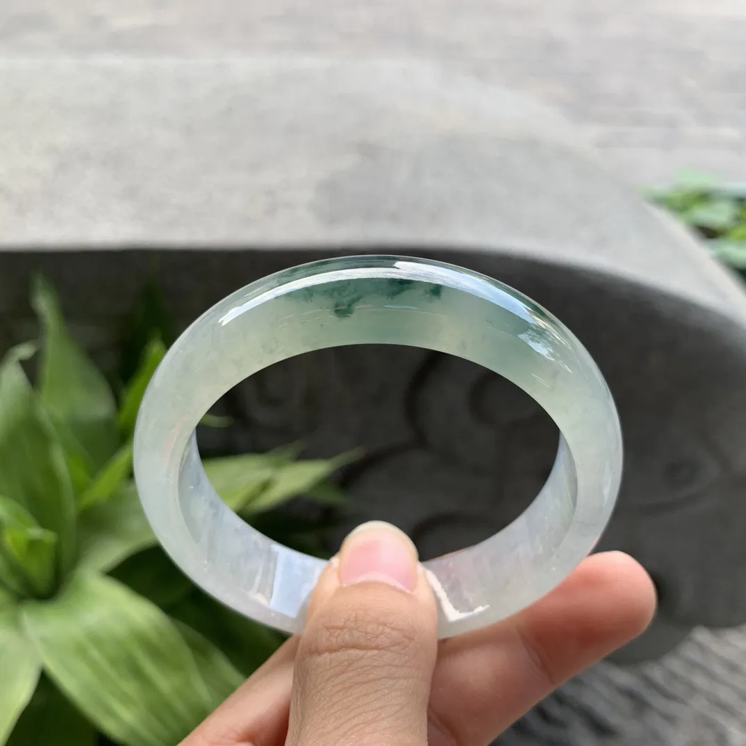 小圈口53.8-13.8-7.4 【冰种飘花正圈手镯】正圈53 54可戴