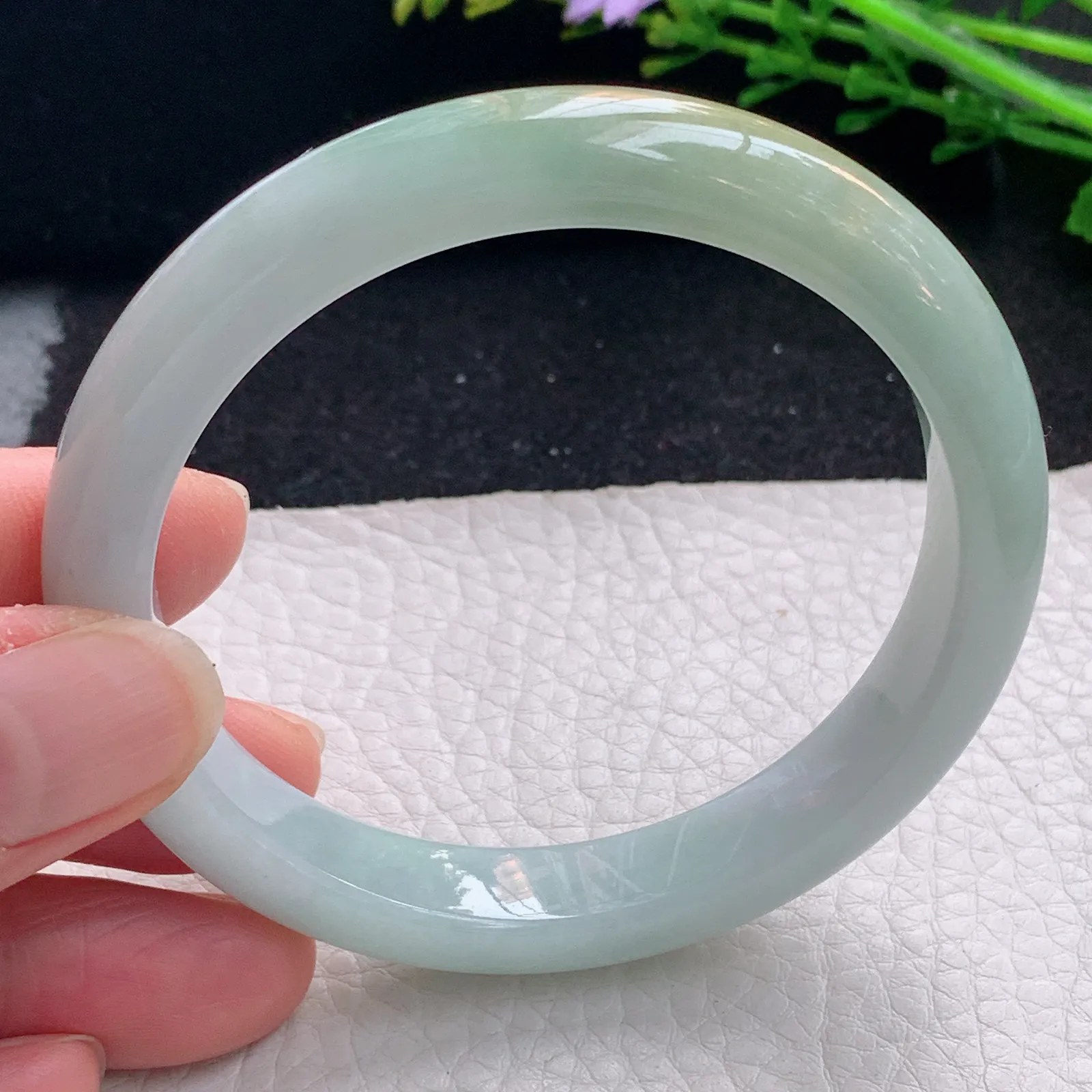 js自然光57*10.5*7.8平安镯 缅甸翡翠a货玉手镯双彩宽边玉手环