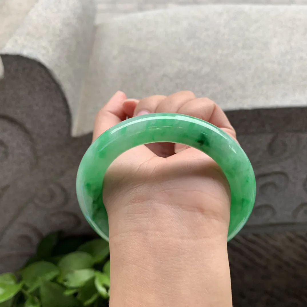 圈口 56.5-11.3【满阳绿圆条手镯】圆条56 57可戴