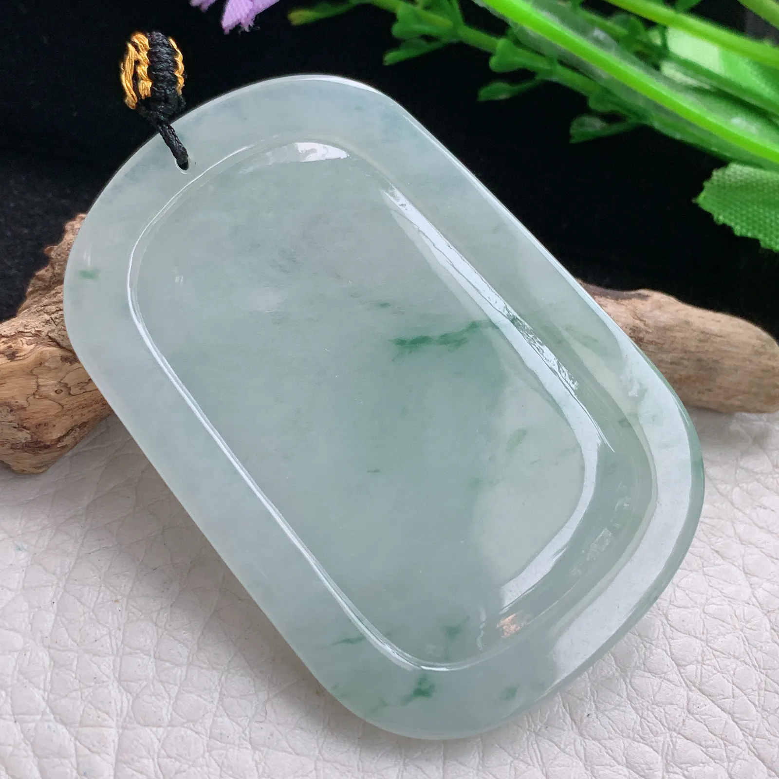 kh实拍57.8*39.5*5.2缅甸翡翠飘花御龙关公 玉观音玉吊坠 玉挂件