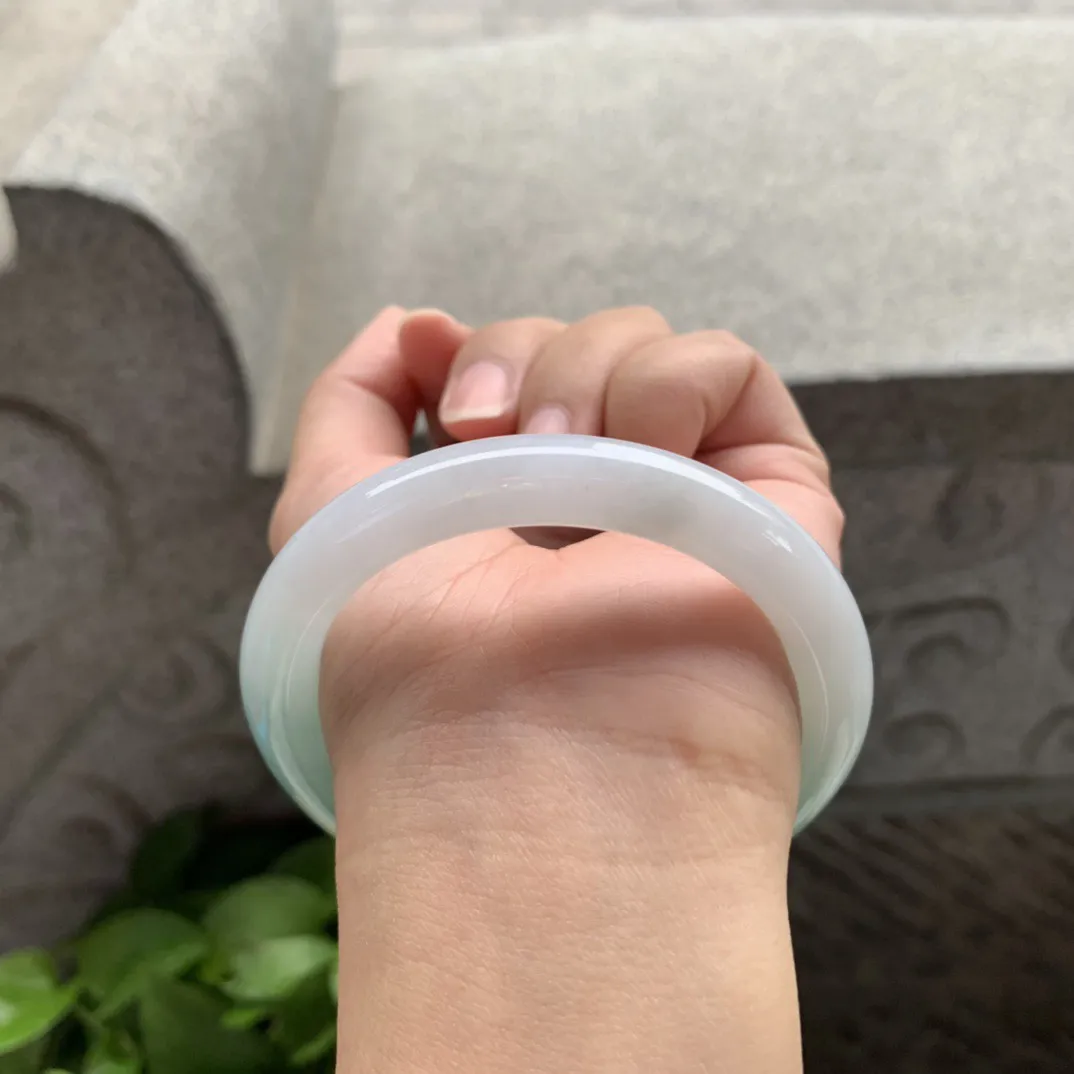 圈口 54.5-9【冰果绿圆条手镯】圆条54 55可戴