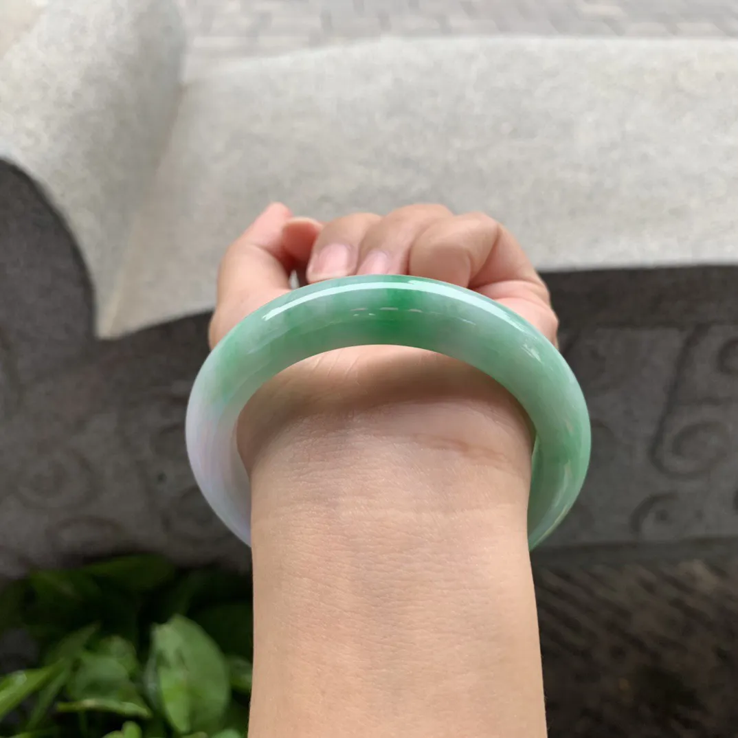 大圈口 58-12.7-9.6【飘绿正圈手镯】正圈58 59可戴